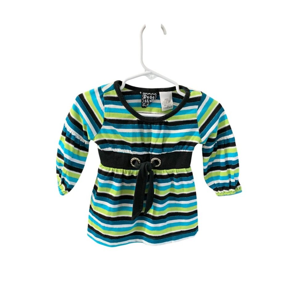 Pogo Club Girls Infant Baby Size 12 Months Long Sleeve Puff Sleece Triped Pullov